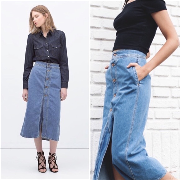 Zara Skirts Zara Maxi Denim Skirt Poshmark